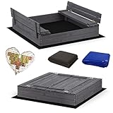 Sandkasten 120x120 Imprägniert Premium Sandbox mit Abdeckung Sitzbänken Deckel...