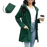 PONCEAU Damen Wasserdicht Regenjacke Windbreaker Regenjacke Lang damen Leichte...