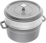 STAUB Gusseisen Bräter/Cocotte mit Dämpfeinsatz aus Edelstahl, Rund 26 cm, 5,2...