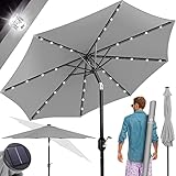 KESSER® Sonnenschirm Balkonschirm Rund LED Solar mit Kurbel Inkl. 2in1...