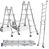 Cecaylie Aluleiter Mehrzweckleiter, 402CM 4x4 Sprossen Teleskopleiter, 4 in 1...