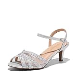 DREAM PAIRS Damen Nina Niedrig Absatz Pumps Sandalen Glitzer Schuhe Tanzschuhe...