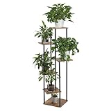 LEADZM 6 Etagen Pflanzenständer Blumenständer, Metall Holz Blumenhocker...