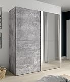 Forte KAIKAIS Kleiderschrank 150 170, Schwebetürenschrank mit Spiegel,...