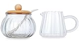 Chase Chic 3-teilig Glas Milch- und Zucker-Set mit Deckel, 210ml Milchkännchen...