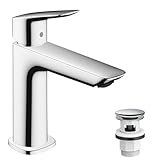 hansgrohe Logis Fine - Waschtischarmatur mit Push-Open Ablauf, Wasserhahn Bad...