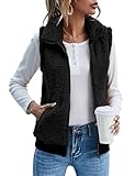 IECCP Weste Damen Teddy-Fleece Ärmellos Bequem und Lässig Fellweste Weste...