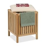 Relaxdays Wäschekorb mit Sitz, Badhocker mit Stauraum, 30 l Wäschesammler,...