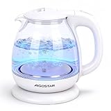 Aigostar Glas Wasserkocher, Kleiner wasserkocher glas mit led-beleuchtung, 1...