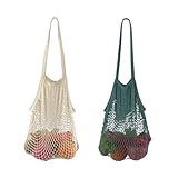 deegbbyi 2 Stück Netzbeutel, Baumwolle Einkaufsnetz Bags, Wiederverwendbare...