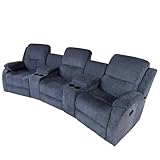 Riess Ambiente Exklusiver 3er Kinosessel Hollywood - dunkelgrau - Strukturstoff...