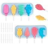 2 Stück Eis Am Stiel Formen, Eisformen Silikon Karikatur DIY mit Deckel für...