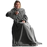CelinaTex TV-Decke mit Ärmeln und Fußtasche Flauschige Kuscheldecke 150 x 180...