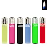 6X Clipper Classic Large Feuerzeuge Original Feuerzeug Solid Branded Unicolor...