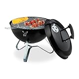 Relaxdays Kugelgrill, tragbar, Ø 37 cm, Picknickgrill für Garten & Park,...