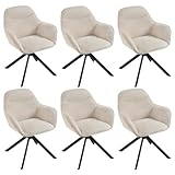 Goeurvant Esszimmerstühle drehbar 6er Set Beige mit Armlehne Drehstuhl...