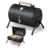 LEADZM Holzkohlegrill mit Doppelkammer-Design, fahrbarer Premium Grillwagen –...