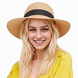 SEFIRST Damen Sonnenhut UV-Schutz Strandhut Faltbar Sommerhut UPF 50+ Strohhut...
