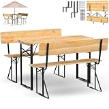 holz4home® Bierzeltgarnitur 3-teilig aus Holz mit Lehne I Bierbankgarnitur mit...