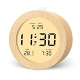 aboveClock Digitaler Wecker, Holz Nachttisch Wecker mit LCD-Anzeige, Temperatur...