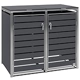 Zelsius Edelstahl Mülltonnenbox 2er Mülltonnen | (B) 132 x (T) 80 x (H) 117 cm...