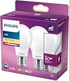 Philips LED classic Lampe 60 W, E27, warmweiß (2700K), 806 Lumen [Energieklasse...