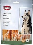 TRIXIE glutenfreie Hühnchen Kaurolle 'Denta Fun Chicken Chewing Rolls, 12 cm,...