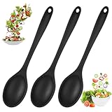 3 Stück Kochlöffel Silikon Rührlöffel, Schwarz Antihaft Silikonlöffel, 27cm...