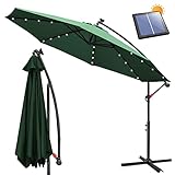 Ansobea Sonnenschirm 300cm Ampelschirm LED Solar mit Kurbel, Alu Marktschirm mit...