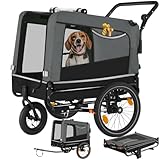 tectake® Fahrradanhänger multifunktional - als Hunde Anhänger Wagen für...