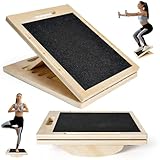 2-in-1 Schrägbrett aus Holz und Balance Board, Verstellbares Wadendehner Slant...