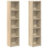 vidaXL CD-Schrank, 2 Stück, Eiche Sonoma, 21 x 16 x 93,5 cm, Spanplatte