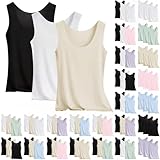 Tank Top Damen 3er Pack Unterhemden Tanktop Stretch Unterhemd Crop Top Basic...