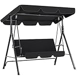 YODOLLA 3-Sitzer Hollywoodschaukel mit verstellbarem Vordach, Gartenschaukel mit...