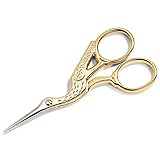 Prym 611445 Stickschere Storch 9 cm – Goldfarbene Handarbeitsschere mit...