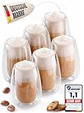 LAPRESO® Cappuccino Tassen doppelwandig 6er Set 250ml - Doppelwandige...