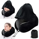 Nackenkissen Flugzeug nackenhörnchen mit Kapuze, Memory Foam Reisekissen mit...