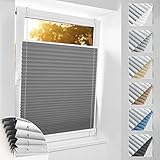 bobodeco Plissee ohne Bohren Verdunkelung Klemmfix, Grau 80x230 cm(BxH) Thermo...