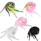 guduling 5 Paar Satin Schnürsenkel,Flache Seidenband Schuhe,1.7 cm Satin Dünne...