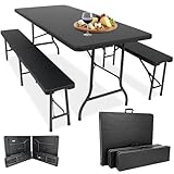 Devillo® Bierzeltgarnitur klappbar 3‑teilig – Tisch 180x74x72 cm + 2 Bänke...