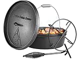 Dutch Oven Set 4 Liter, BBQ Feuertopf Schmortopf, Dickem Gusseisen Kochtopf,...