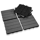 Eulenke WPC Terrassenfliesen 55 Stück, 30x30 cm Terrassendielen für Balkon...