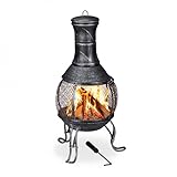 Relaxdays Aztekenofen, Schürhaken, Holzrost, Funkenschutzgitter, Garten,...