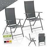 Juskys Gartenstuhl Calena 2er Set Anthrazit - 7-Fach verstellbar & klappbar -...