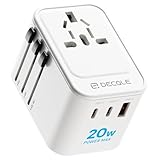 decqle Reiseadapter Weltweit, Universal Reisestecker mit 2 USB-C (PD 20W), 1...