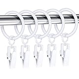 30 Stücke Vorhangringe mit 30 Stück Vorhangclips Kunststoff Duschvorhangstange...