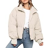 Lapirek Damen Puffer Jacke Kurz Schwarz Beige Winter Warm Gesteppte Dicke...