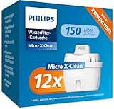 Philips Water Wasserfilter-Kartuschen, 12er-Pack, Brita-kompatibel, reduziert...