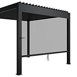 Juskys Seitenwand für Lamellendach Tahiti - Rollo 3 m - Aluminium & Stoff -...