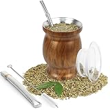 Yerba Mate Gourd Set mit zwei Bombillas 8oz Teetasse aus 18/8 Edelstahl...
